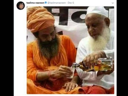 സംഘികൾക്ക് മാത്രമല്ല, എഴുത്തുകാർക്കും അറിയാം ഫോട്ടോഷോപ്പ്; തസ്ലീമ നസ്രീനെതിരെ മുട്ടൻ പൊങ്കാല...