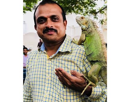 ഉടുമ്പ് വംശത്തില്‍പ്പെട്ട ഇഗ്വാനയുടെ കളിക്കൂട്ടുകാരനായി സുബൈര്‍ മേടമ്മല്‍
