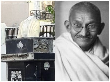 പ്രതിമകൾക്ക് നേരെ ആക്രമണം തുടരുന്നു.. രാജസ്ഥാനിൽ ഗാന്ധി പ്രതിമയുടെ തലയറുത്തു!