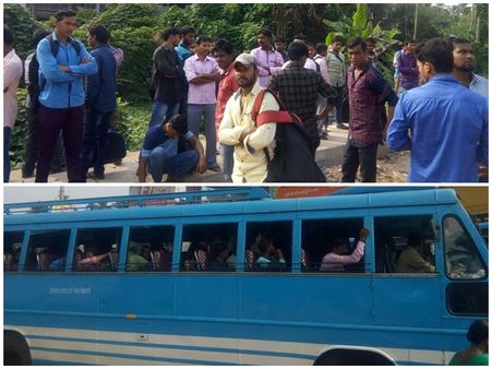 പ്രതിരോധിക്കാന്‍ മറുനാടന്‍ തൊഴിലാളികളുമായി ഉടമകള്‍ കലക്റ്ററേറ്റിനു മുന്നില്‍
