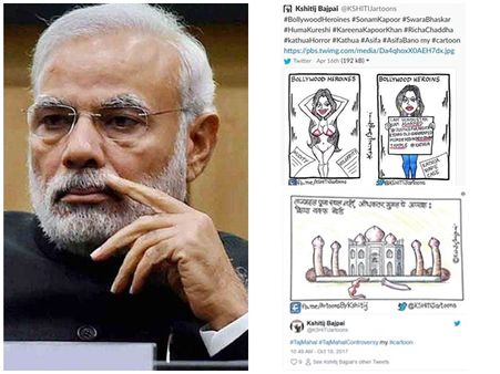 മുസ്ലീങ്ങളേയും സ്ത്രീകളേയും അടച്ച് ആക്ഷേപിച്ച കാര്‍ട്ടൂണിസ്റ്റിന് മോദിയുടെ വക പ്രശംസ.. എല്ലാം ഗംഭീരം