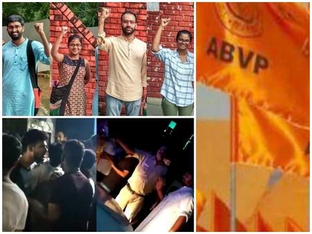 നാണംകെട്ട തോൽവിക്ക് പിന്നാലെ ജെഎൻയുവിൽ അഴിഞ്ഞാടി എബിവിപി.. വിദ്യാർത്ഥികളെ തല്ലിച്ചതച്ചു!