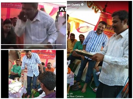 ബിജെപി എംപിയുടെ കാലുകഴുകി വെള്ളം കുടിച്ച് പ്രവര്‍ത്തകന്‍! കാരണം കേട്ടാല്‍ ഞെട്ടും! വീഡിയോ