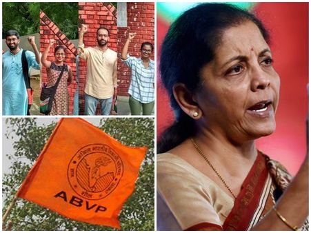 ജെഎൻയുവിൽ ദേശദ്രോഹികൾ, എബിവിപിയുടെ തോൽവിക്ക് പിന്നാലെ ചാപ്പയുമായി നിർമ്മല സീതാരാമൻ