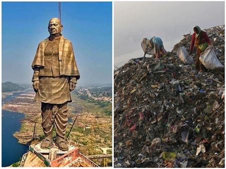 3000 കോടിയുടെ പ്രതിമ; മൂക്കിന് താഴെ ഉയരുന്നത് മാലിന്യങ്ങളുടെ കുത്തബ് മിനാര്‍, ഉയരം 65 മീറ്റര്‍