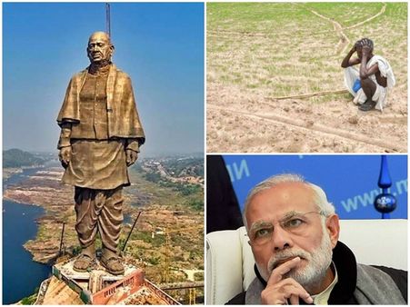 ജനങ്ങള്‍ പട്ടിണിയിലും ദുരിതത്തിലും; 3000 കോടിയുടെ പട്ടേല്‍ പ്രതിമ ഉദ്ഘാടനം ചെയ്യാനിരിക്കെ പ്രതിഷേധം