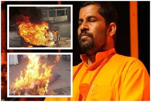 സ്വാമി സന്ദീപാനന്ദഗിരിയുടെ ആശ്രമത്തിന് നേരെ പുലര്‍ച്ചെ ആക്രമണം... കാറിന് തീയിട്ടു!!