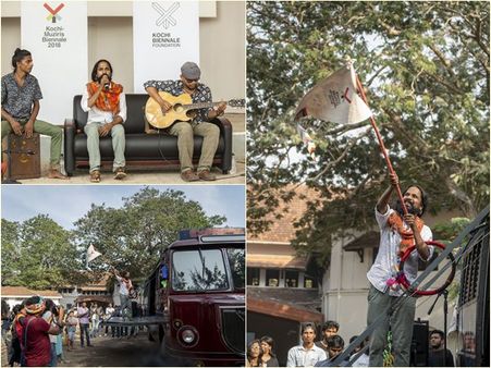കലയുടെ വിത്തുകള്‍ പാകി ഊരാളി പ്രളയ എക്സ്പ്രസ് യാത്ര; പത്തു പേരടങ്ങുന്ന സംഘത്തിന്‍റെ യാത്ര ഫോര്‍ട്ട് കൊച്ചി ആസ്പിന്‍വാള്‍ ഹൗസില്‍ നിന്നും ആരംഭിച്ചു!