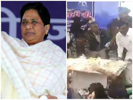 മായാവതിയുടെ പിറന്നാളിന് കേക്കിന് വേണ്ടി അണികളുടെ കടിപിടി, വീഡിയോ വൈറൽ