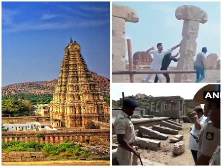 ഹംപിയിലെ പുരാതന കൽത്തൂണുകൾ തകർത്തവർ ആര്? പ്രതിഷേധം ശക്തമാകുന്നു, യുവാക്കളെ കണ്ടെത്താനായി ക്യാംപെയിൻ