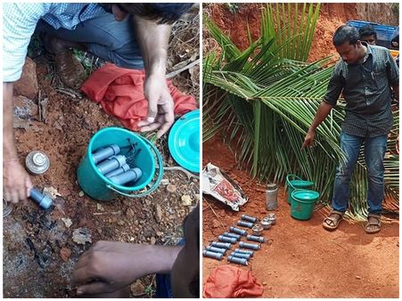 നാദാപുരം ചേലക്കാട്ട് വൻ ബോംബ് ശേഖരം കണ്ടെത്തി; കയ്യാലപൊത്തില്‍ ഒളിപ്പിച്ച നിലയിൽ