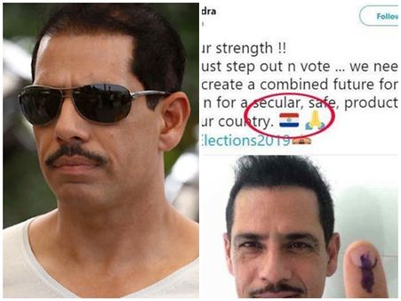 വോട്ടിംഗ് സെല്‍ഫിക്കൊപ്പം ഇന്ത്യന്‍ പതാകയ്ക്ക് പകരം പരാഗ്വേ പതാക; വാദ്രയ്ക്കെതിരെ ട്രോൾ മഴ