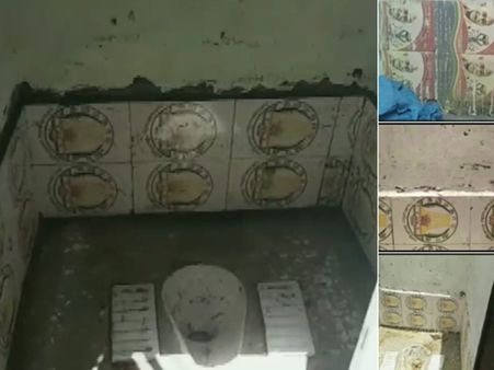 ഗാന്ധിയുടേയും അശോക സ്തംഭത്തിന്‍റേയും ചിത്രങ്ങള്‍ പതിച്ച ടൈല്‍ ശൗചാലയത്തില്‍,വിവാദം