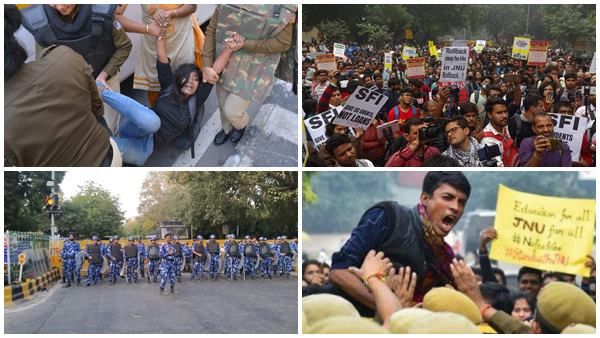 ദില്ലിയിലെ തെരുവിൽ വീണ്ടും മുഴങ്ങി 'ആസാദി', ജെഎൻയു വിദ്യാർത്ഥികൾക്ക് നേരെ പോലീസ് ലാത്തിച്ചാർജ്