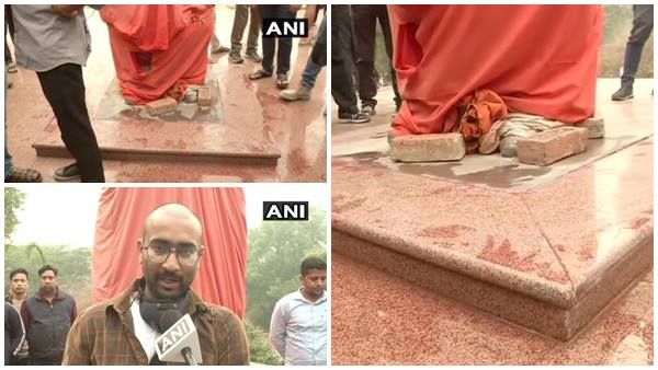 ജെഎൻയുവിൽ സ്വാമി വിവേകാനന്ദന്റെ പ്രതിമ തകർത്തു: സംഭവം വിദ്യാർത്ഥി പ്രക്ഷോഭത്തിനിടെ!!