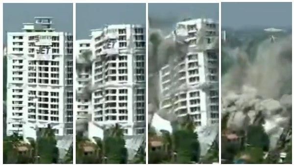 മരട് ഫ്ലാറ്റ് പൊളിക്കൽ: ഹോളി ഫെയ്ത്തിലും ആല്‍ഫയിലും സ്ഫോടനം വിജയകരം, കെട്ടിടങ്ങള്‍ നിലംപൊത്തി