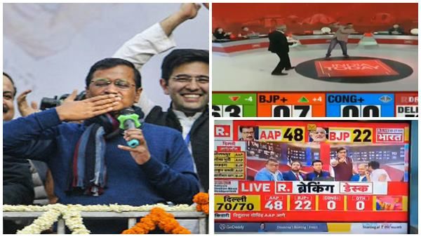 ദില്ലിയിലെ പ്രവചനം അച്ചട്ടായി, ഇന്ത്യ ടുഡെ ചാനലിൽ ഡാൻസ് കളിച്ച് രാജ്ദീപ് സർദേശായി, വീഡിയോ വൈറൽ!