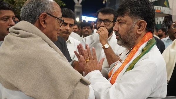 ദിഗ് വിജയ് സിങ് കസ്റ്റഡയില്‍; റിസോര്‍ട്ടിന് മുന്നില്‍ നാടകീയ രംഗങ്ങള്‍, കുതിച്ചെത്തി ഡികെ ശിവകുമാര്‍