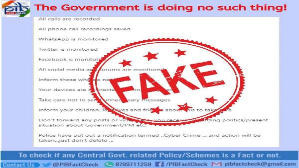 കൊറോണയ്ക്കിടെ ഫോണ്‍വിളികളും സന്ദേശങ്ങളും കേന്ദ്രം നിരീക്ഷിക്കുന്നു, വാര്‍ത്തയിലെ സത്യമിതാണ്