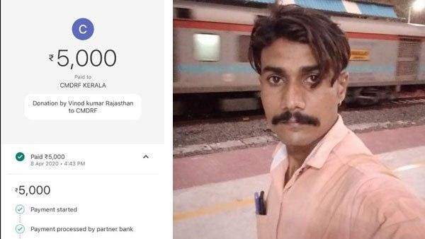 കേരളത്തിന്റെ ദുരിതാശ്വാസനിധിയില്‍ അതിഥിതൊഴിലാളിയുടെ 5000, പ്രശംസിച്ച് തരൂര്‍, കയ്യടിച്ച് മലയാളികള്‍