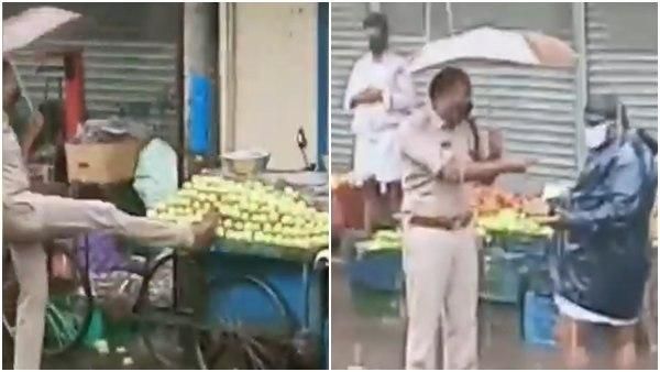 വഴിയോരക്കച്ചവടക്കാരന്റെ ഉന്തുവണ്ടി ചവിട്ടിത്തെറിപ്പിച്ചു: എസ്ഐക്കെതിരെ പ്രതിഷേധം ശക്തം!!