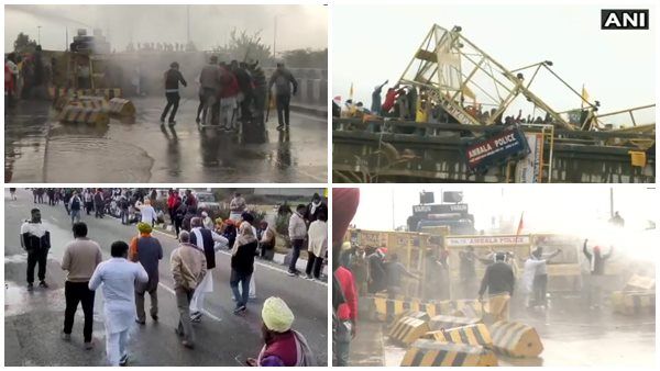 കർഷകർക്ക് നേരെ ജലപീരങ്കിയും കണ്ണീർവാതകവും, ബാരിക്കേഡുകൾ പുഴയിലെറിഞ്ഞു, ദില്ലി ചലോ മാർച്ച് തടഞ്ഞു