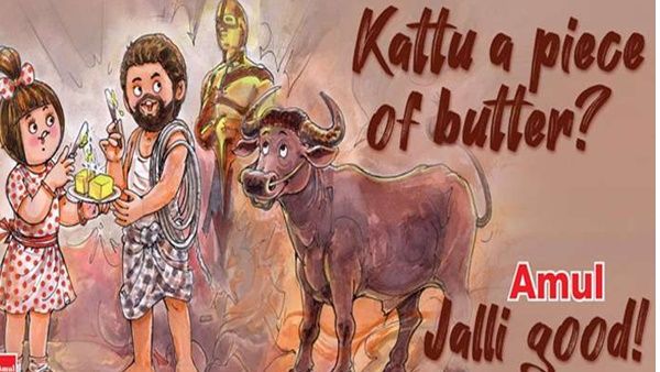 ഓസ്കാര്‍ നോമിനേഷന്‍ നേടിയ ജല്ലിക്കെട്ടിന് ആദരവുമായി അമുലിന്‍റെ ഡൂഡിള്‍