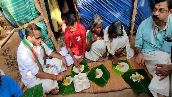 അമിത് ഷാ 'കളിച്ച്' കെ സുരേന്ദ്രന്‍, ആദിവാസികള്‍ക്കൊപ്പം പ്രഭാത ഭക്ഷണം കഴിച്ചു, ബംഗാള്‍ മോഡല്‍!!
