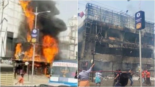 പാലക്കാട് നഗരത്തില്‍ വന്‍ തീപിടുത്തം; ഹോട്ടല്‍ പൂര്‍ണ്ണമായും കത്തിനശിച്ചു