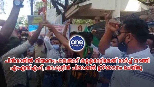പിന്‍വാതില്‍ നിയമനത്തില്‍ കടുപ്പിച്ച് എംഎസ്എഫ്, പാലക്കാട് കളക്ടറേറ്റിലേക്ക് മാര്‍ച്ച് നടത്തി