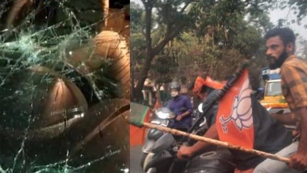 ഗര്‍ഭിണി സഞ്ചരിച്ച കാര്‍ ബിജെപി പ്രവര്‍ത്തകര്‍ അടിച്ചുതകര്‍ത്തുവെന്ന് പരാതി; ബോധരഹിതയായി യുവതി