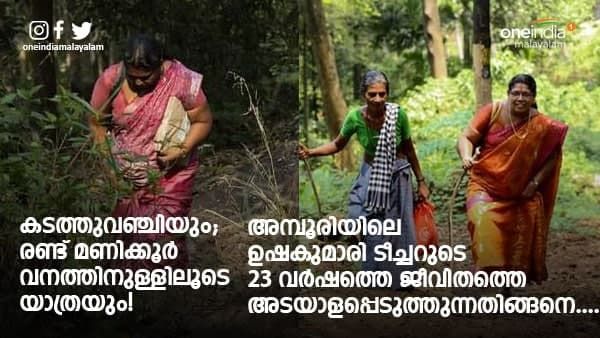 കടത്തുവഞ്ചി; പിന്നെ രണ്ടു മണിക്കൂർ വനത്തിനുള്ളിലൂടെ യാത്ര; ഉഷകുമാരി ടീച്ചർ വേറെ ലെവൽ!