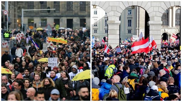 നെതര്‍ലന്റിലും ഓസ്ട്രിയയിലും കലാപം, വാക്‌സിനും, നിയന്ത്രണവും വേണ്ട, തീവ്ര വലത് കക്ഷിയുടെ വിളയാട്ടം
