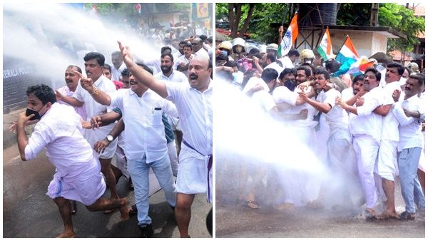 കണ്ണൂര്‍ നഗരത്തെ മുള്‍മുനയിലാക്കി കോണ്‍ഗ്രസ് പ്രതിഷേധം: 400 പ്രവര്‍ത്തകര്‍ക്കെതിരെ കേസ്