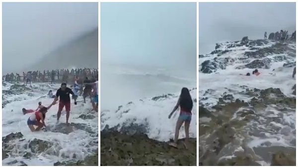 തീരത്ത് ആഘോഷിക്കുന്നതിനിടെ അപ്രതീക്ഷിതമായി കൂറ്റൻ തിര;സലാലയിലെ അപകടത്തിന്റെ ഞെട്ടിക്കുന്ന ദൃശ്യങ്ങൾ