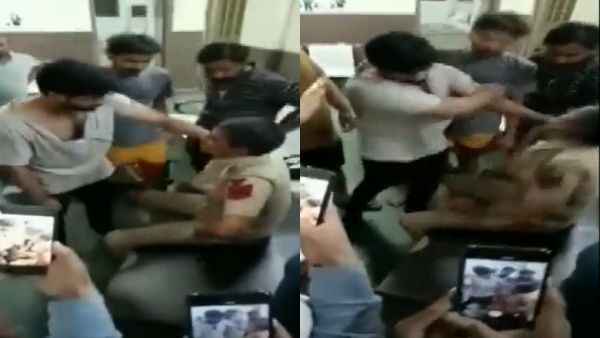 സ്റ്റേഷനിൽ കയറി പോലീസുകാരനെ പൊതിരെ തല്ലി ഗുണ്ടകള്‍; ഇടപെടാതെ ദൃശ്യങ്ങളെടുത്ത് സഹപ്രവര്‍ത്തകര്‍