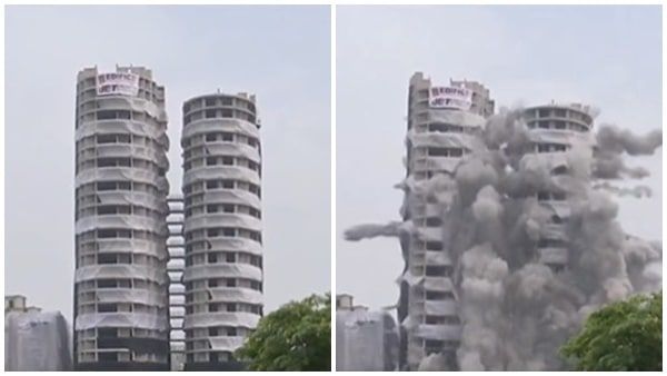 നോയിഡയിലെ ഇരട്ട ടവര്‍ നിലംപൊത്തി; തകര്‍ത്തത് നിയന്ത്രിത സ്‌ഫോടനത്തിലൂടെ
