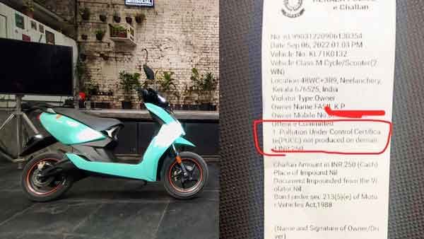 പൊലൂഷന്‍ സര്‍ട്ടിഫിക്കറ്റ് ഇല്ലാത്തതിന് ഇലക്ട്രിക് സ്‌കൂട്ടര്‍ ഉടമക്ക് പിഴ!!; സംഭവം മലപ്പുറത്ത്