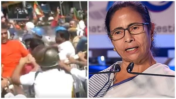 മമതയുടെ ഭരണം കിമ്മിനെ പോലെ, കൊല്‍ക്കത്ത പ്രതിഷേധ ഭൂമിയാക്കി ബിജെപി; കാര്‍ കത്തിച്ചു