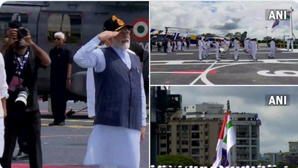 കൊളേണിയൽ ഭൂതകാല അവശേഷിപ്പുകൾക്ക് വിട; നാവിക സേനയ്ക്ക് ഇനി പുതിയ പതാക, പ്രകാശനം ചെയ്ത് പ്രധാനമന്ത്രി