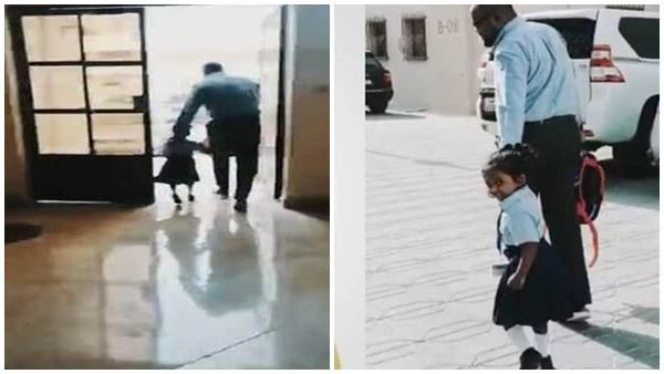 അഭിലാഷിന്റെ കൈപിടിച്ച് മിന്‍സ; സ്‌കൂളിലേക്കുള്ള യാത്രയിലും പുഞ്ചിരി, നോവായി ദൃശ്യങ്ങള്‍