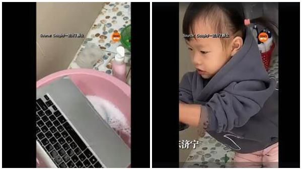 viral video: ലാപ്പ്‌ടോപ്പ് പൊടിപിടിച്ച് കിടക്കുകയാണെന്ന് പിതാവ്; സോപ്പിട്ട് കഴുകി രണ്ട് വയസ്സുകാരി