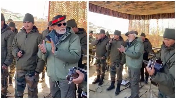 സൈനികര്‍ക്കൊപ്പം വന്ദേമാതരം പാടി മോദി; വീഡിയോ പങ്കുവെച്ച് എആര്‍ റഹ്മാന്‍; ക്യാപ്ഷന്‍ വൈറല്‍