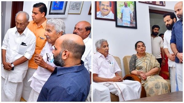 കോടിയേരിയുടെ വീട്ടിലെത്തി ഉമ്മന്‍ ചാണ്ടി; കൈ പിടിച്ച് ബിനീഷ് കോടിയേരി