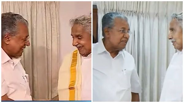 ഉമ്മൻചാണ്ടിക്ക് പിറന്നാൾ ആശംസനേരാൻ മുഖ്യമന്ത്രി നേരിട്ടെത്തി; നിറഞ്ഞചിരിയോടെ പൊന്നാട അണിയിച്ചു