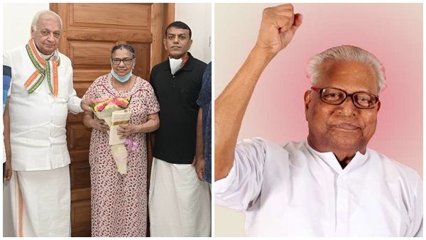 പിണറായിയോട് പോര്, വിഎസിന് പൊന്നാട, വിഎസ് അച്യുതാനന്ദനെ കാണാൻ വീട്ടിലെത്തി ഗവർണർ