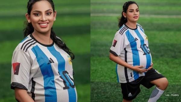 'ആരാധന എന്നാൽ ഇതാണ്'; മെസി ആരാധികയുടെ ഗര്‍ഭകാല ഫോട്ടോഷൂട്ട് വൈറല്‍