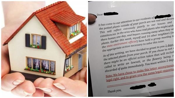 വീടിന്റെ പോര്‍ച്ചിലെ ചെടി മുറിച്ച് കളയണമെന്ന് അയല്‍വാസി, യുവതിക്ക് കത്ത്; കാരണം ചിരിപ്പിക്കും