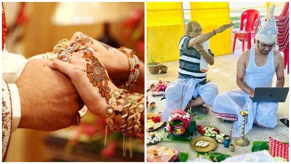 വിവാഹത്തിനിടെ ലാപ്പ്‌ടോപ്പ് കൈയ്യിലെടുത്ത് ജോലി, തൊട്ടപ്പുറം പൂജകള്‍, യുവാവിന്റെ ചിത്രം വൈറല്‍