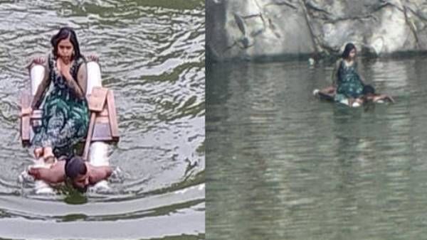 വിവാഹ തലേന്ന് സെല്‍ഫി; വധു പാറക്കുളത്തില്‍ കാല്‍വഴുതി വീണു, രക്ഷിക്കാന്‍ പിന്നാലെ ചാടി വരന്‍